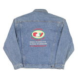 HALEMANE Mens Blue Denim Casual Jacket L Cotton Blend Button Front Plain