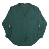 TOMMY HILFIGER Womens Green Cotton Blend Shirt XL Roll-Up Sleeves Casual Wear