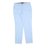 TOMMY HILFIGER Womens Cotton Blend Blue Slim Straight Trousers W30 L29 Casual