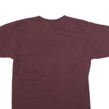 Mens Maroon Plain Pocket T-Shirt L Short Sleeve Crew Neck Cotton Blend