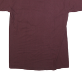 Mens Maroon Plain Pocket T-Shirt L Short Sleeve Crew Neck Cotton Blend