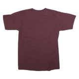 Mens Maroon Plain Pocket T-Shirt L Short Sleeve Crew Neck Cotton Blend