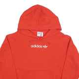 ADIDAS Womens Red Hoodie UK 10 Cotton Blend Casual Comfort Drawstring Hooded