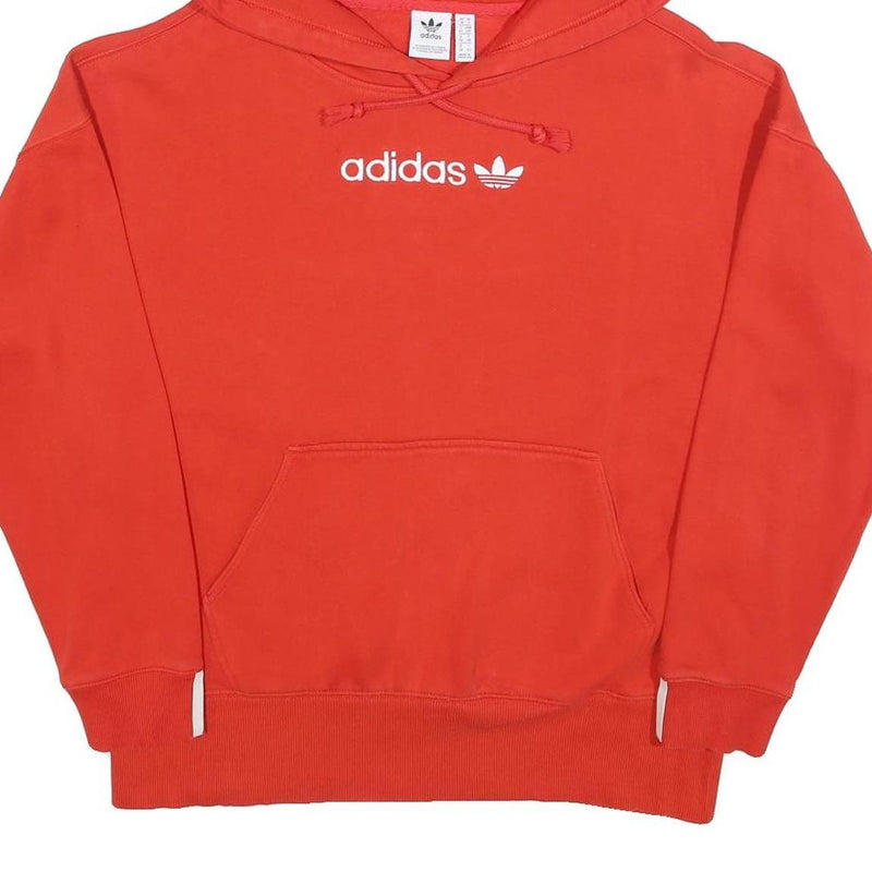 ADIDAS Womens Red Hoodie UK 10 Cotton Blend Casual Comfort Drawstring Hooded
