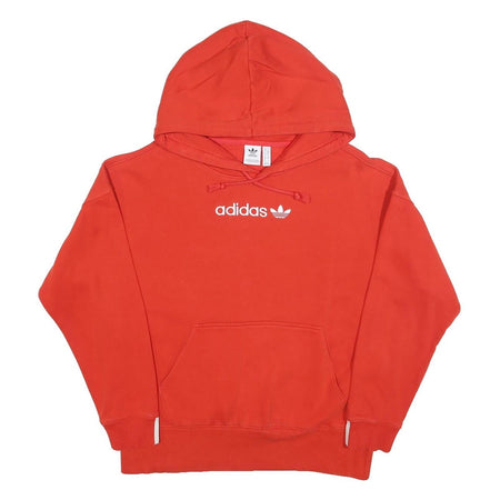 ADIDAS Womens Red Hoodie UK 10 Cotton Blend Casual Comfort Drawstring Hooded