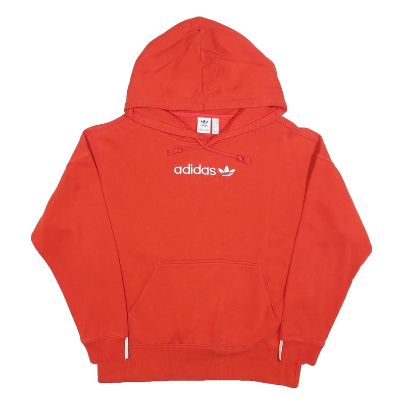 ADIDAS Womens Red Hoodie UK 10 Cotton Blend Casual Comfort Drawstring Hooded