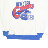 Mens White & Blue New York Giants V-Neck XL Sweatshirt Cotton Blend Retro