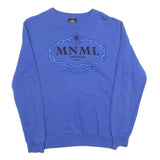 MNML Mens Blue Sweatshirt Crew Neck S Cotton Blend Logo Embroidered Pullover