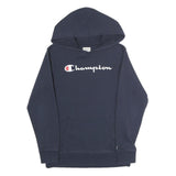 CHAMPION Mens Navy Blue Hoodie L Pullover Logo Sweatshirt Casual