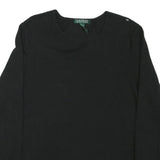 LAUREN RALPH LAUREN Womens Black Cotton Blend Long Sleeve Crew Neck Classic