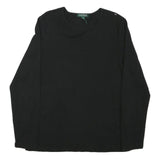 LAUREN RALPH LAUREN Womens Black Cotton Blend Long Sleeve Crew Neck Classic