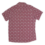 IMPACT Mens Red Floral Print Cotton Shirt L Short Sleeve Casual Summer