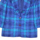 LIZ CLAIBORNE Womens Blue & Navy Checked Tailored Jacket M Polyester Blend