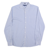 TOMMY HILFIGER Mens Blue Check Shirt S Slim Fit Cotton Blend Long Sleeve