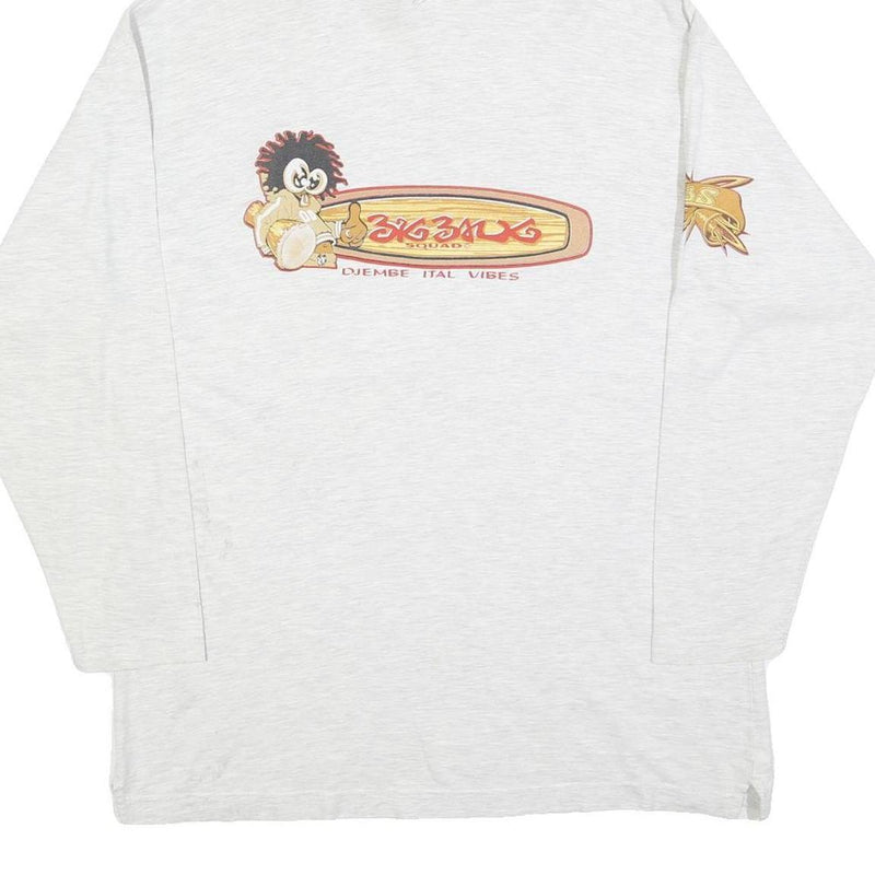 HARDWEAR Womens White Big Bang Squad Hoodie L Cartoon Graphic Cotton Blend