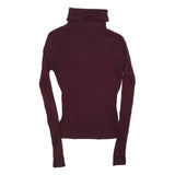 SWEATER PROJECT Womens Maroon Plain Roll Neck Basic Knit Jumper S Slim Fit Soft
