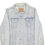LEVI'S Mens Blue Cotton Denim Jacket M Button Plain Classic Distressed