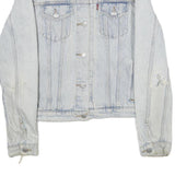 LEVI'S Mens Blue Cotton Denim Jacket M Button Plain Classic Distressed