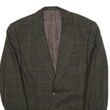 Mens Green Brown Check Wool Blend Classic Jacket M Woven Button Closure