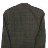 Mens Green Brown Check Wool Blend Classic Jacket M Woven Button Closure