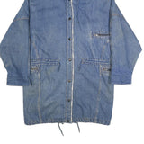 Womens Blue Denim Hooded Jacket XL Cotton Blend Button Denim Casual Outerwear