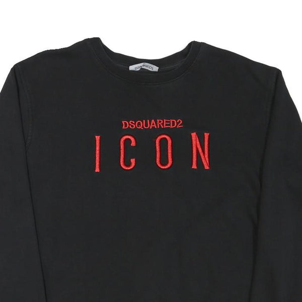 DSQUARED2 Mens Black Icon Crew Neck Sweatshirt L Cotton Blend Pullover