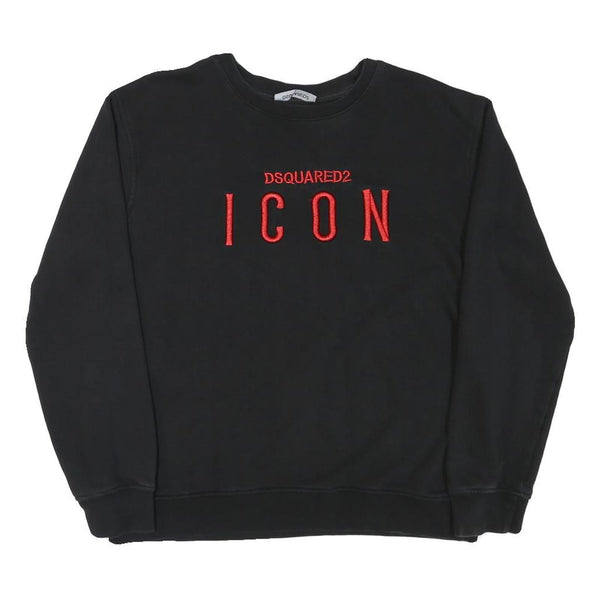 DSQUARED2 Mens Black Icon Crew Neck Sweatshirt L Cotton Blend Pullover