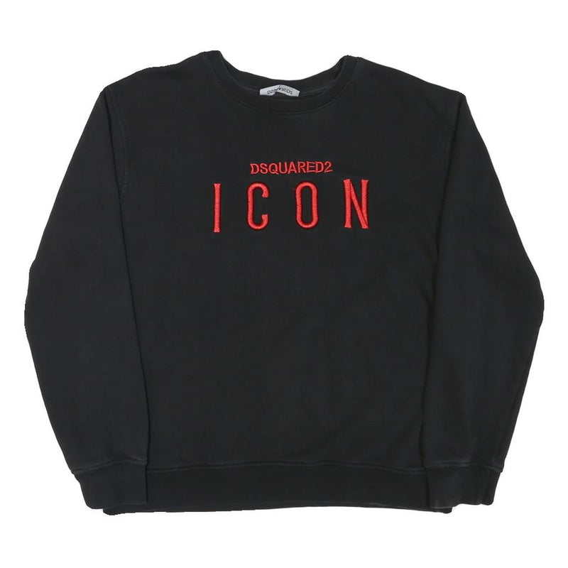 DSQUARED2 Mens Black Icon Crew Neck Sweatshirt L Cotton Blend Pullover
