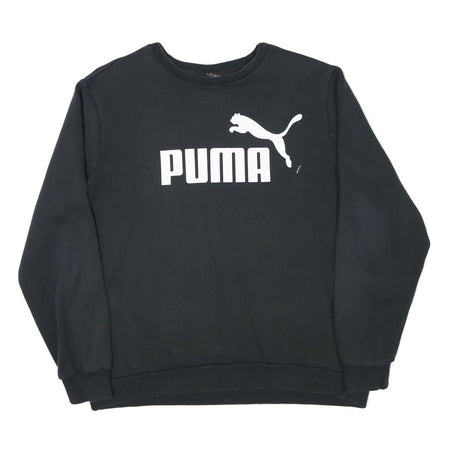 PUMA Mens Black Sweatshirt XL Crew Neck Cotton Blend Pullover Logo