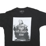 TUPAC Mens Black Graphic T-Shirt L Short Sleeve Crew Neck Cotton Blend