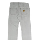 CARHARTT Mens Regular Fit Grey Denim Cotton Blend Jeans W32 L32 Button Closure