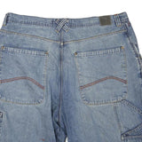 Mens Blue Denim Cargo Shorts L W38 Casual Cotton Blend