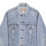 LEVI'S Mens Blue Denim Jacket XL Cotton Classic Button Front Plain Authentic