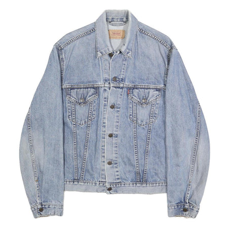 LEVI'S Mens Blue Denim Jacket XL Cotton Classic Button Front Plain Authentic