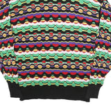 MARK HONORS Mens Black Patterned Cotton Patterned Crew Neck Basic Knit Jumper M