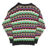 MARK HONORS Mens Black Patterned Cotton Patterned Crew Neck Basic Knit Jumper M