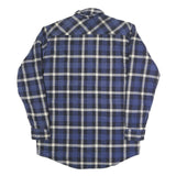 OUTDOOR EXCHANGE Mens Blue Black Check Jacket S Cotton Blend Button Pattern