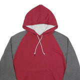 CHAMPION Mens Red & Grey Colourblock Pullover Hoodie M Cotton Blend Casual