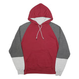 CHAMPION Mens Red & Grey Colourblock Pullover Hoodie M Cotton Blend Casual