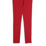 TOMMY HILFIGER Womens Cotton Red Slim Skinny Trousers W26 L28 Stylish Zip