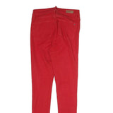 TOMMY HILFIGER Womens Cotton Red Slim Skinny Trousers W26 L28 Stylish Zip