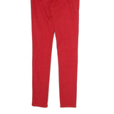 TOMMY HILFIGER Womens Cotton Red Slim Skinny Trousers W26 L28 Stylish Zip
