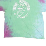 THE ROLLING STONE Mens Green & Pink Tie Dye Graphic T-Shirt L Short Sleeve Crew