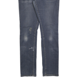 CARHARTT Mens Slim Blue Denim Slim Jeans W33 L34 Distressed Zip Casual