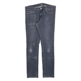 CARHARTT Mens Slim Blue Denim Slim Jeans W33 L34 Distressed Zip Casual