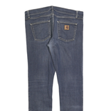 CARHARTT Mens Slim Blue Denim Slim Jeans W33 L34 Distressed Zip Casual