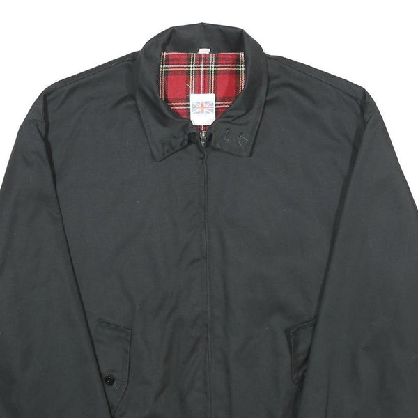 Mens Black Jacket L Polyester Blend Plain Zip Classic Fit Casual Outerwear