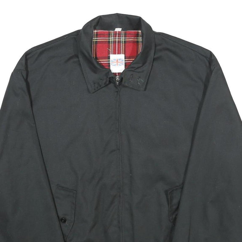 Mens Black Jacket L Polyester Blend Plain Zip Classic Fit Casual Outerwear