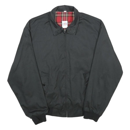 Mens Black Jacket L Polyester Blend Plain Zip Classic Fit Casual Outerwear