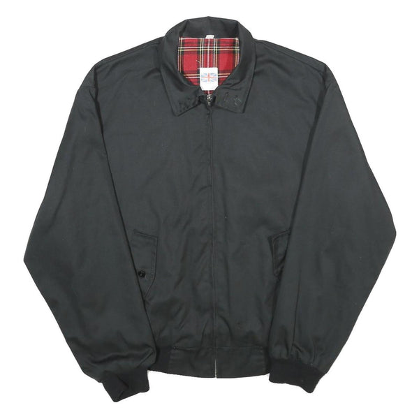 Mens Black Jacket L Polyester Blend Plain Zip Classic Fit Casual Outerwear